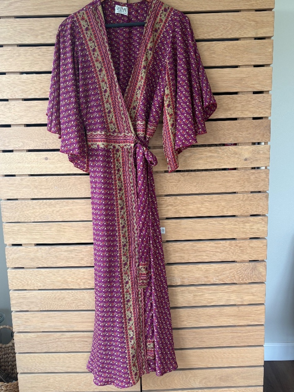 Beautiful Bazaar Handmade Apparel Boho Paisley Floral Wrap Maxi Dress Kimono